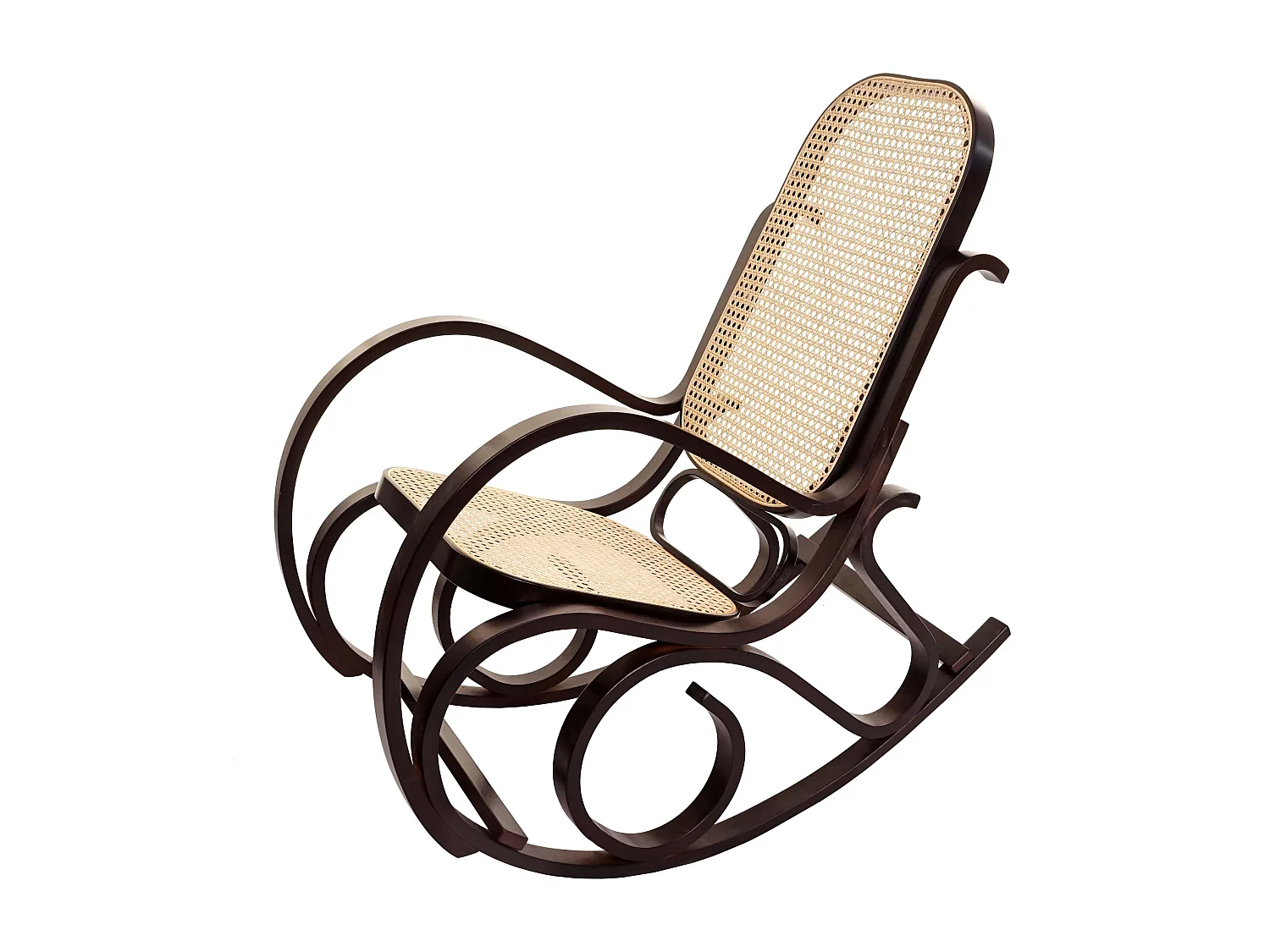 Fauteuil à bascule Gallarate Rattan,  couleur noyer, rotin