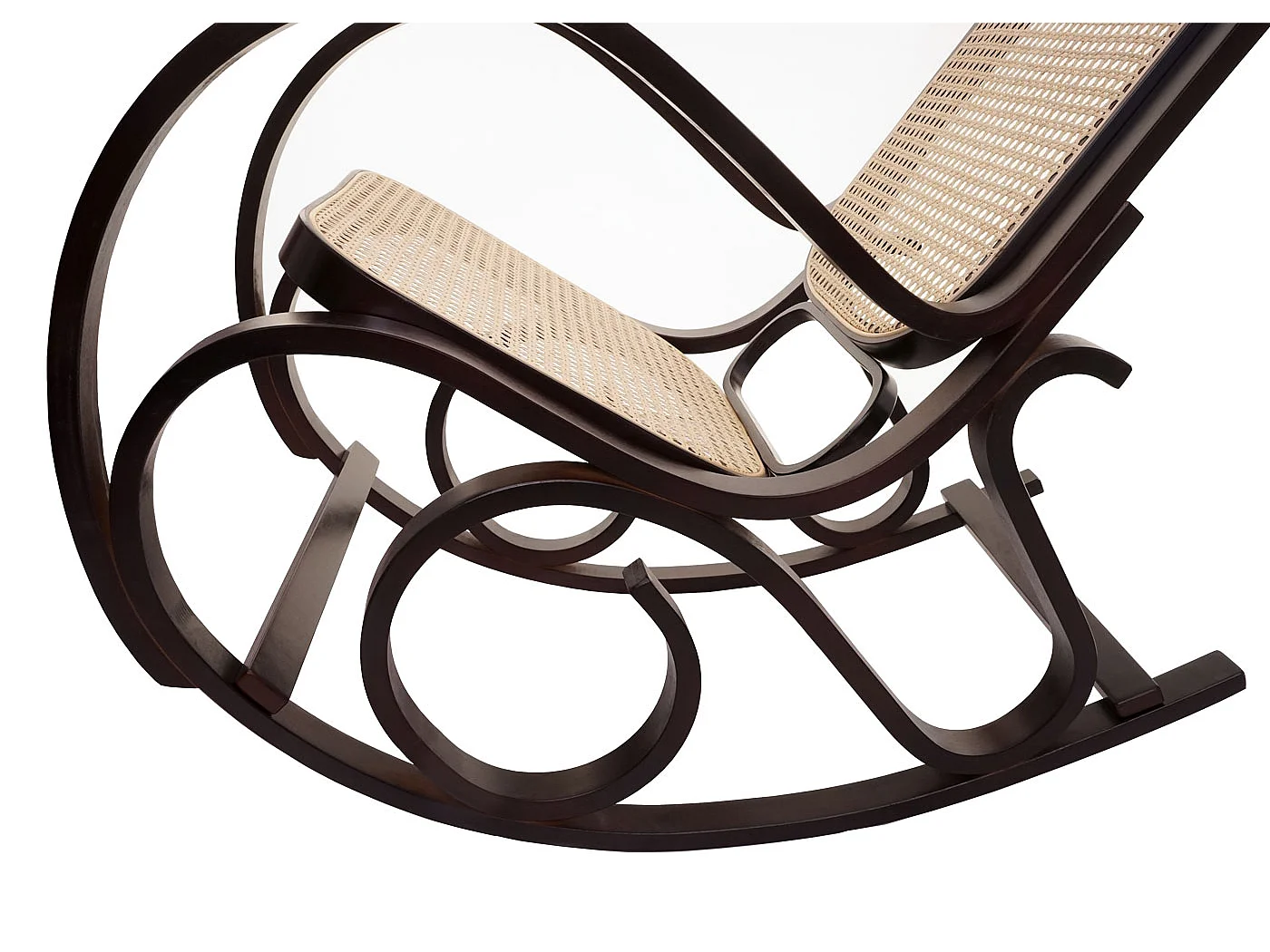 Fauteuil à bascule Gallarate Rattan,  couleur noyer, rotin