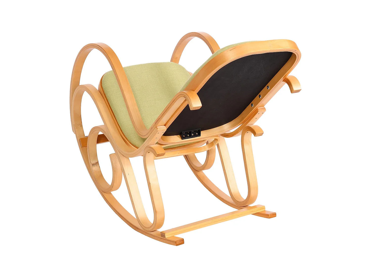 Fauteuil à bascule Gallarate,  aspect chêne, tissu/textile vert