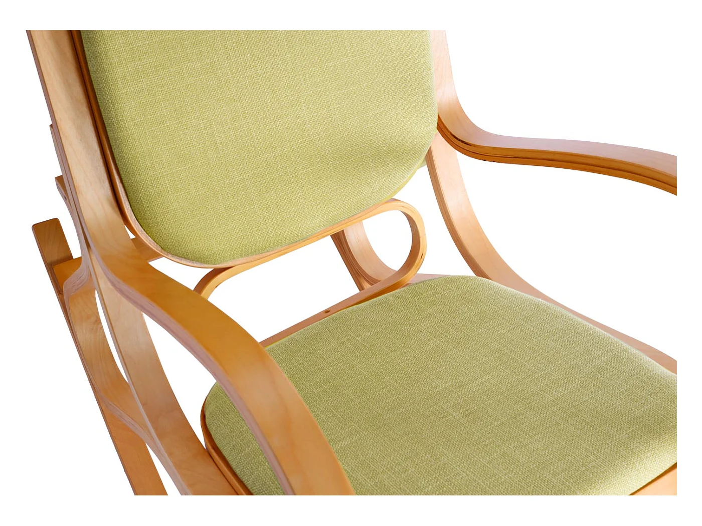 Fauteuil à bascule Gallarate,  aspect chêne, tissu/textile vert