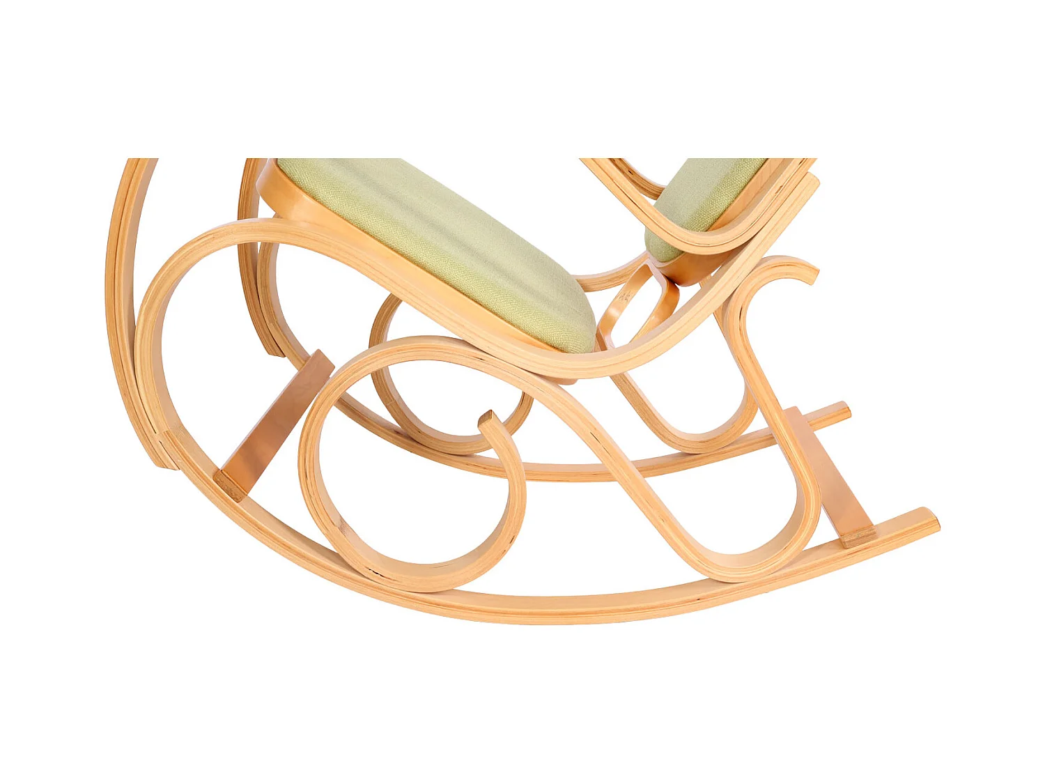 Fauteuil à bascule Gallarate,  aspect chêne, tissu/textile vert