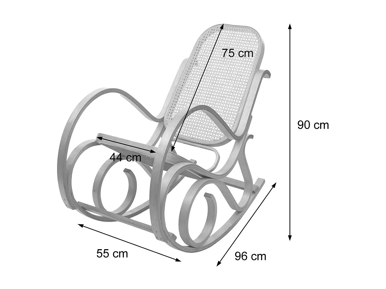 Fauteuil à bascule Gallarate,  aspect chêne, tissu/textile vert