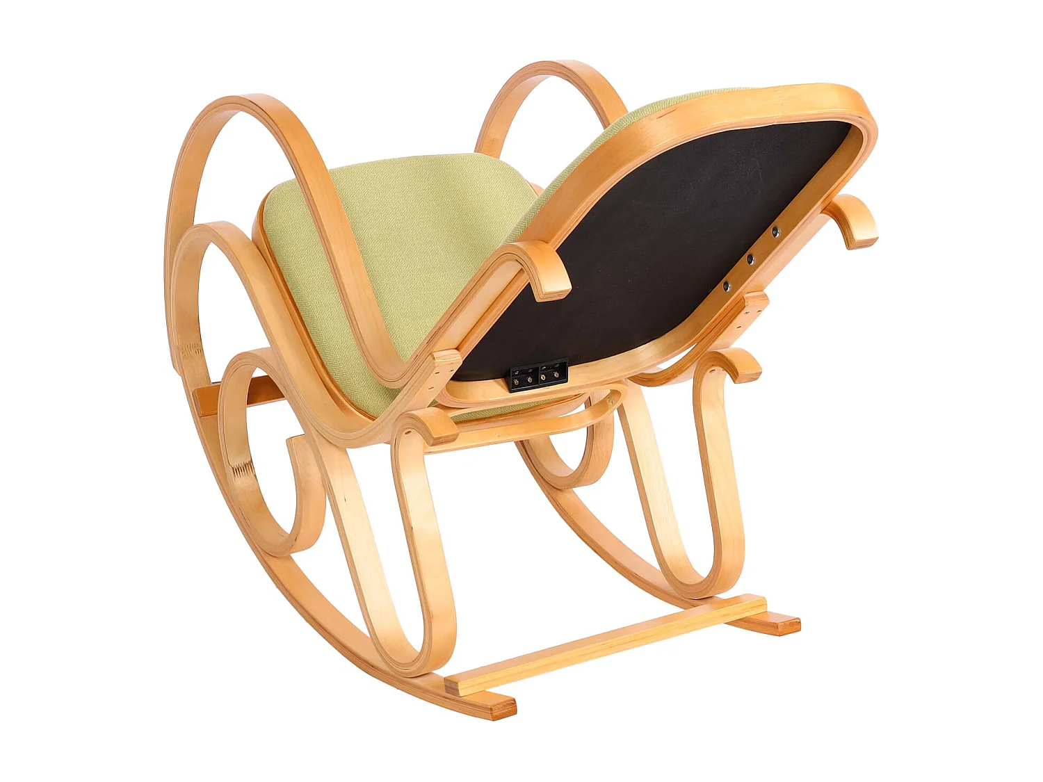 Fauteuil à bascule Gallarate,  aspect chêne, tissu/textile vert