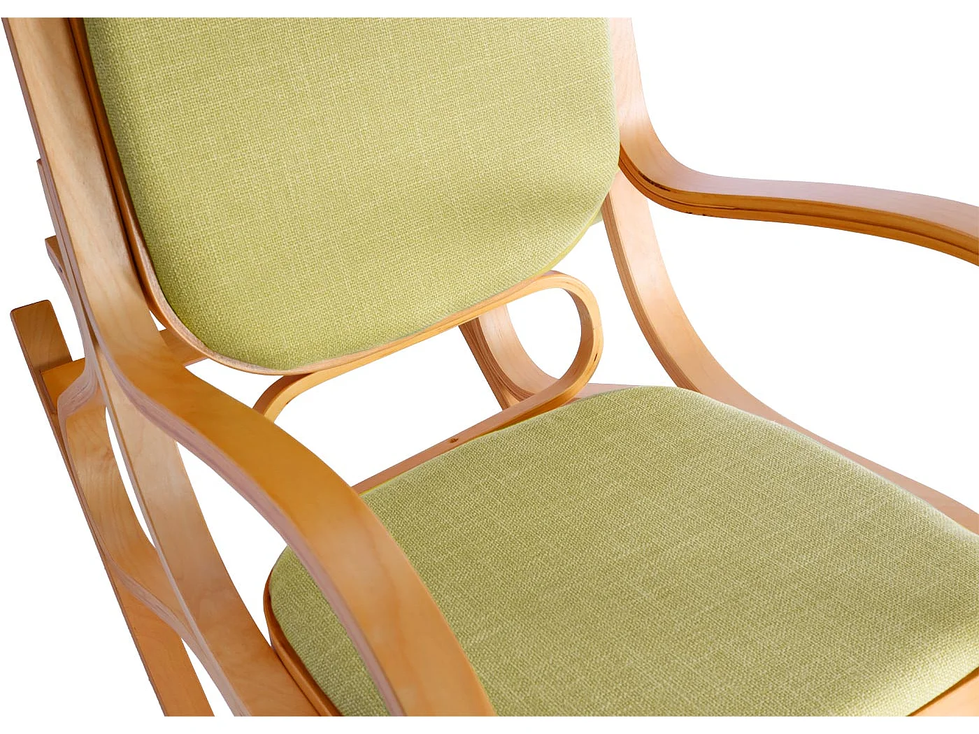 Fauteuil à bascule Gallarate,  aspect chêne, tissu/textile vert