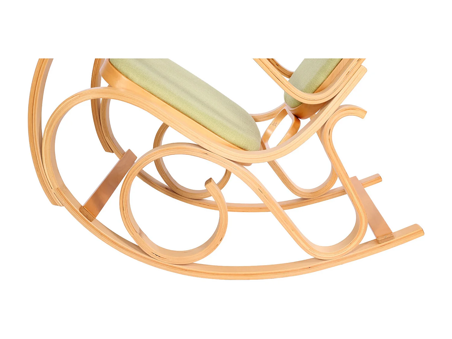 Fauteuil à bascule Gallarate,  aspect chêne, tissu/textile vert