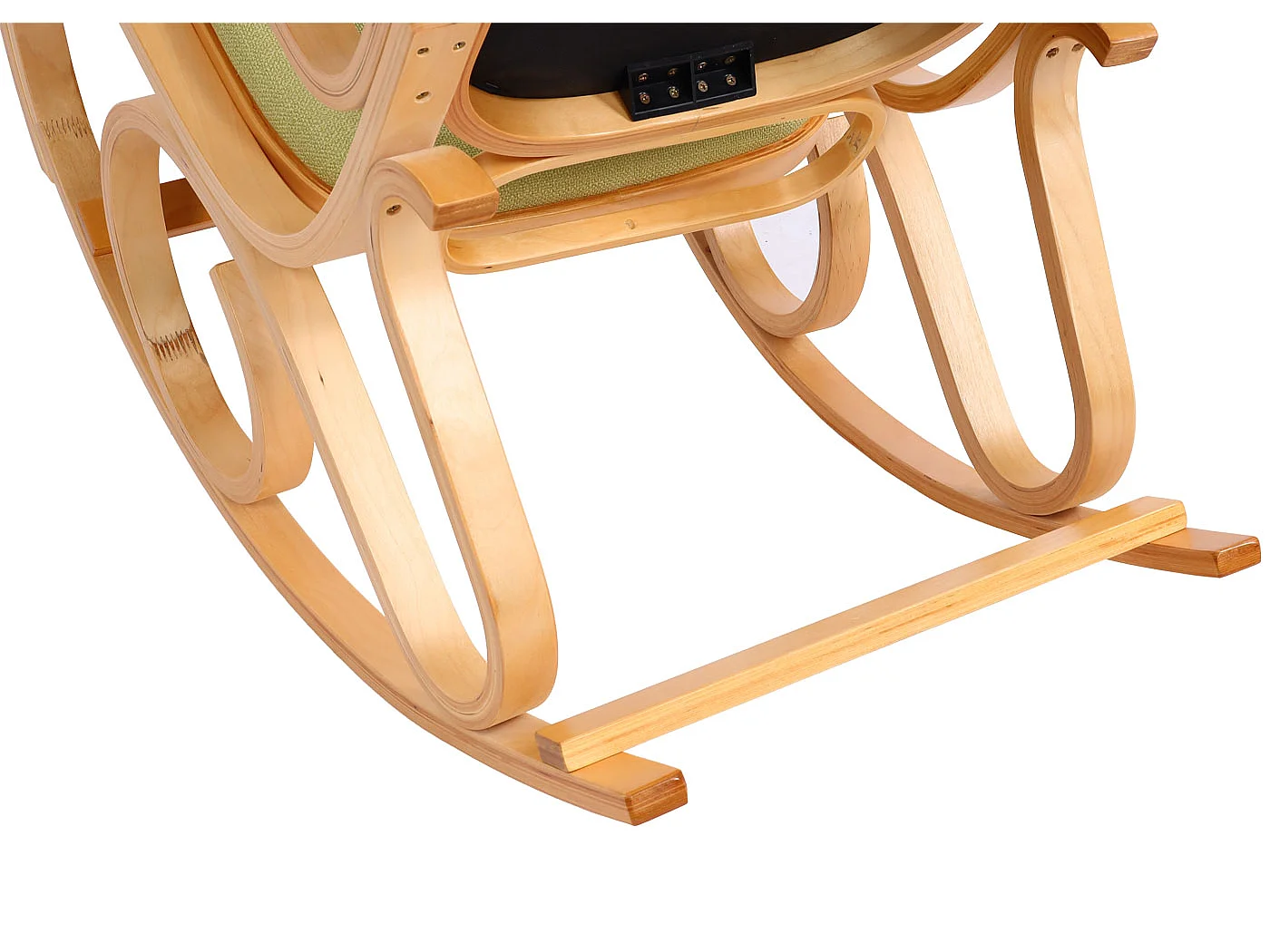 Fauteuil à bascule Gallarate,  aspect chêne, tissu/textile vert