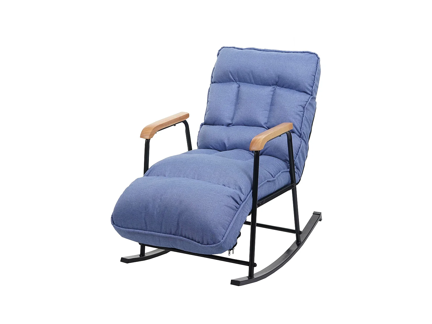 Fauteuil à bascule MCW-K40,  tissu/textile bleu