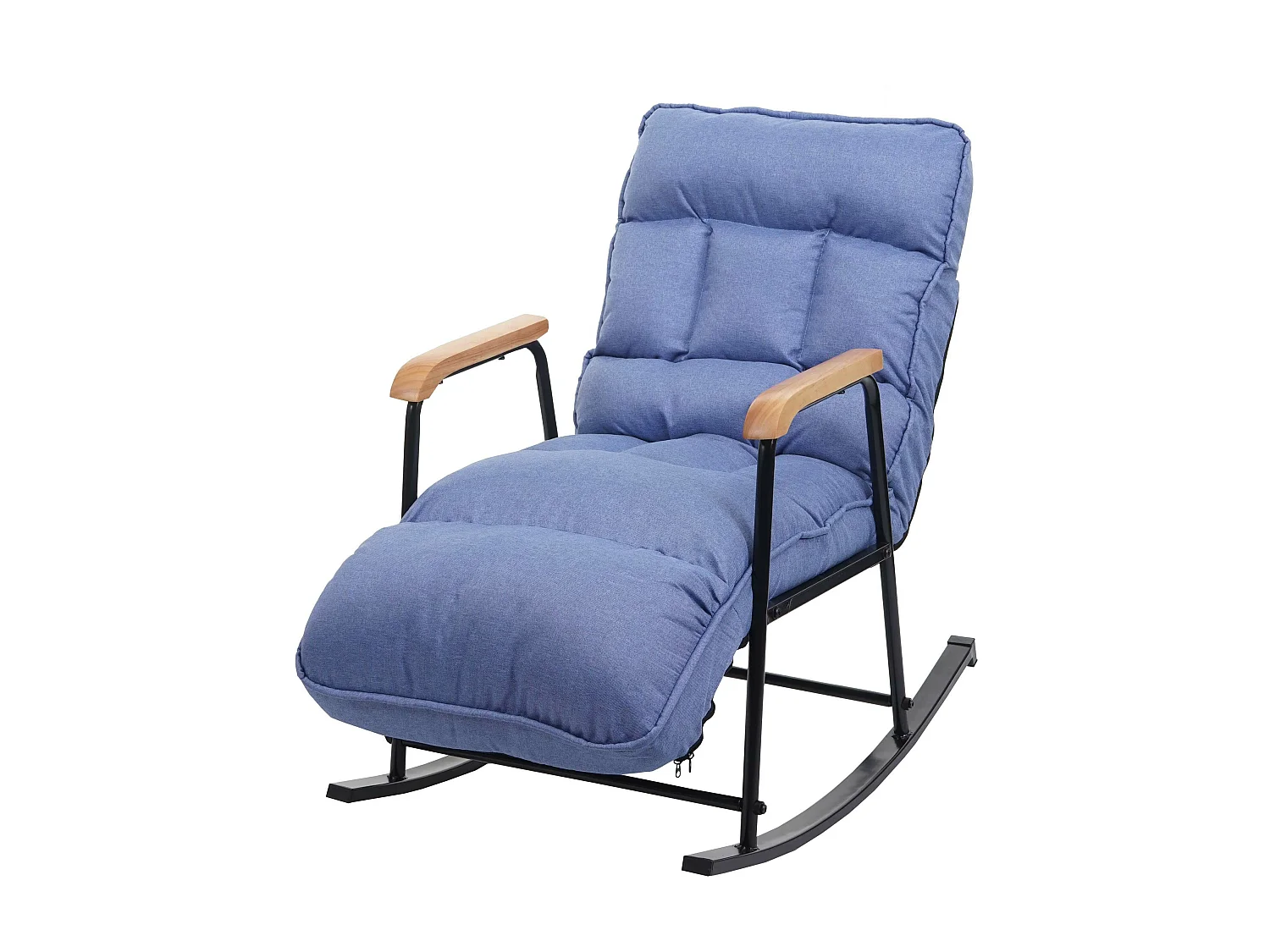 Fauteuil à bascule MCW-K40,  tissu/textile bleu