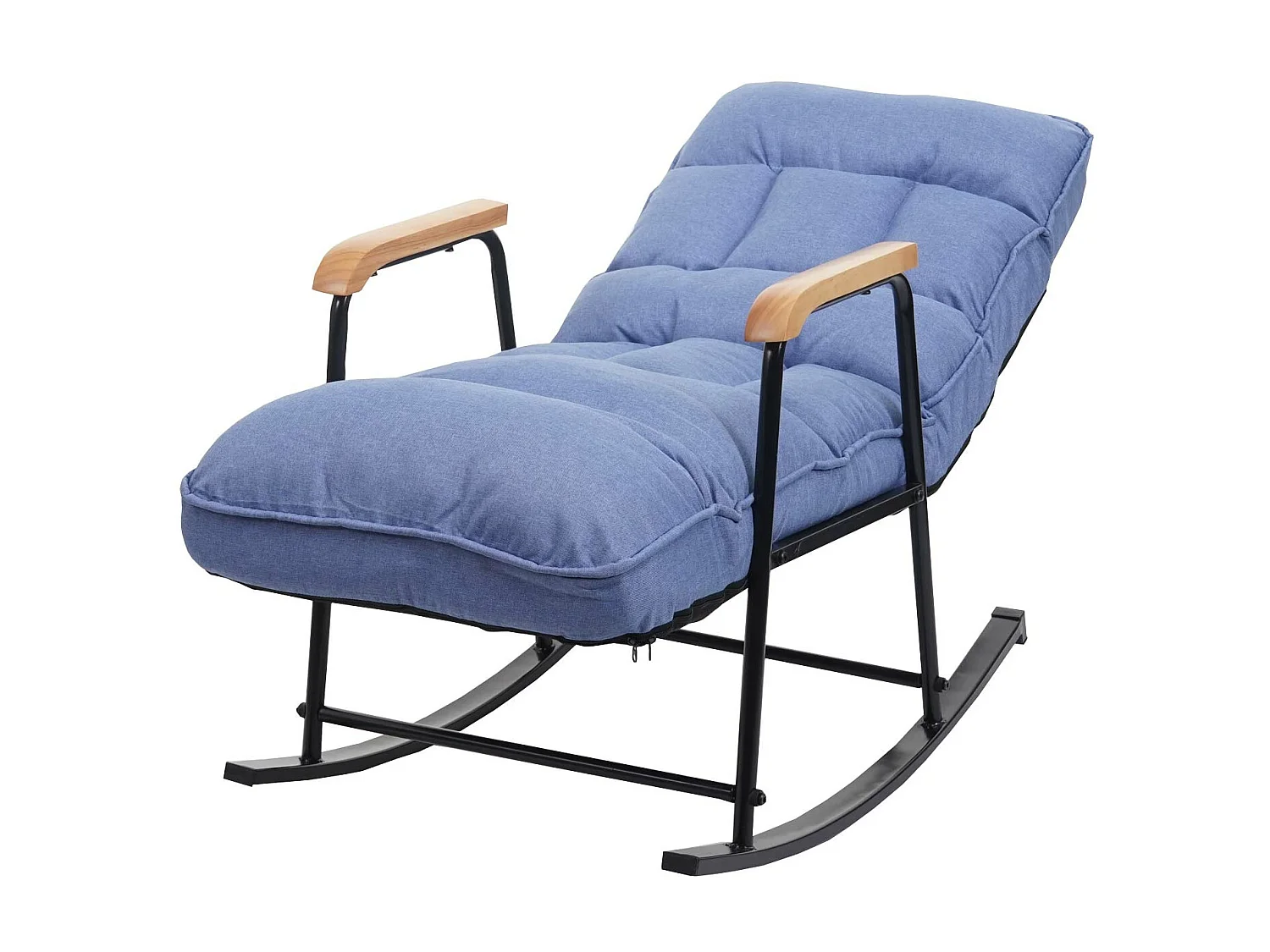 Fauteuil à bascule MCW-K40,  tissu/textile bleu