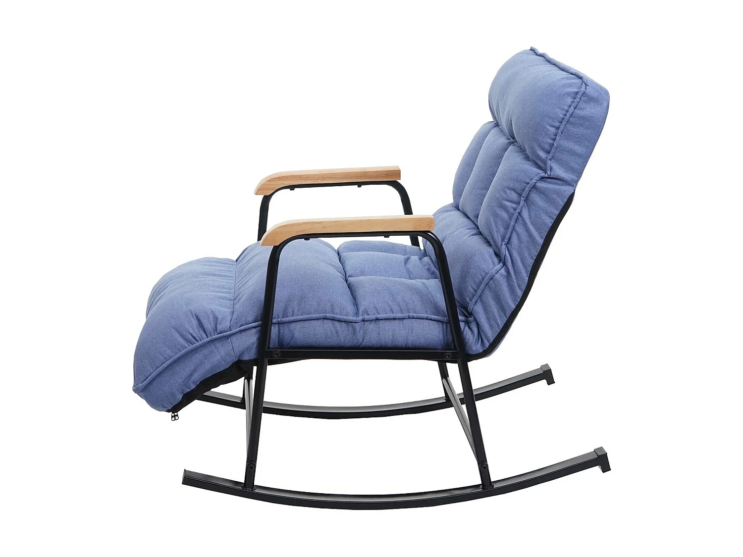 Fauteuil à bascule MCW-K40,  tissu/textile bleu