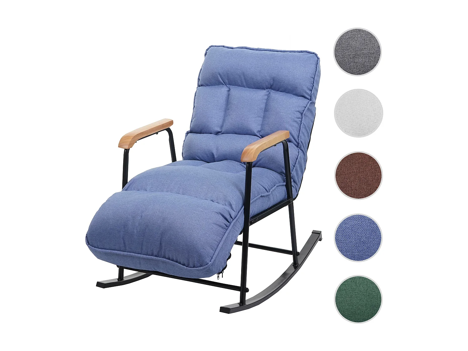 Fauteuil à bascule MCW-K40,  tissu/textile bleu