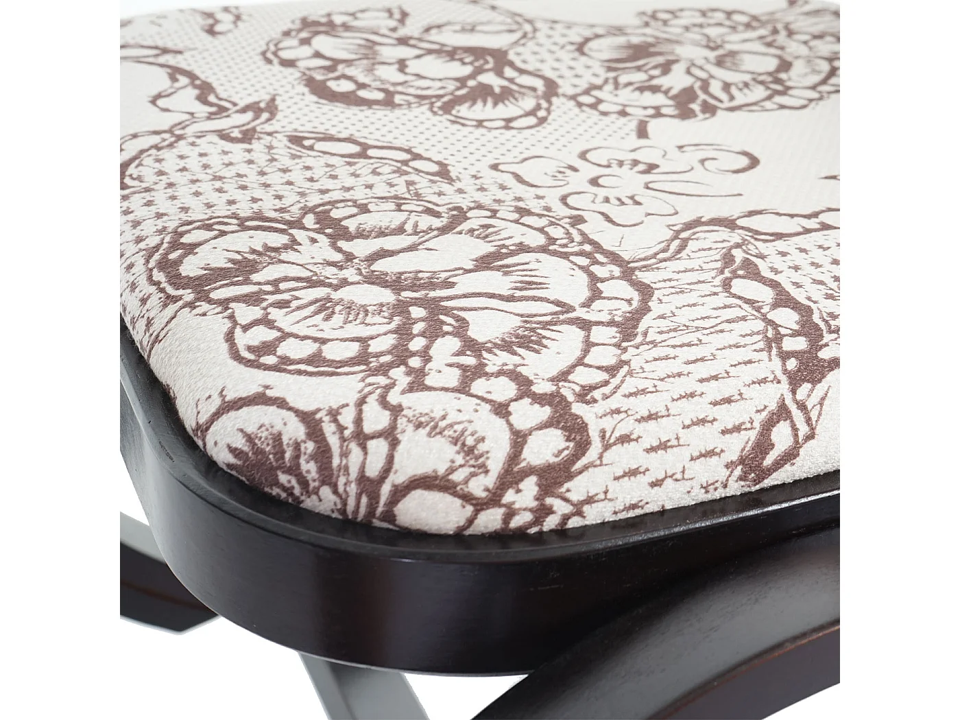 Mecedora Gallarate,  aspecto nogal, tela/textil jacquard marrón