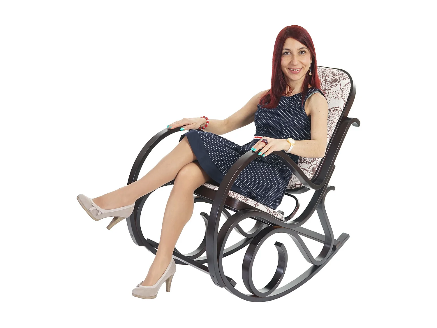 Fauteuil à bascule Gallarate,  Jacquard brun