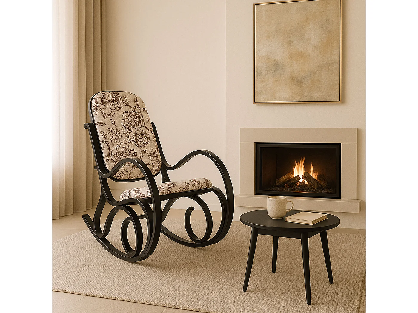 Fauteuil à bascule Gallarate,  Jacquard brun