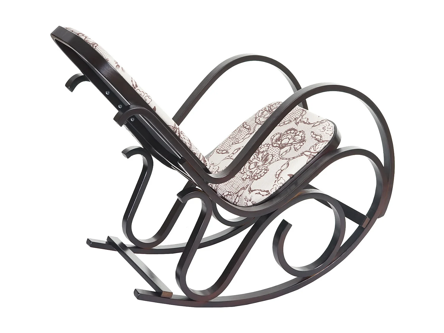 Schaukelstuhl Gallarate, Walnuss-Optik, Stoff/Textil Jacquard braun