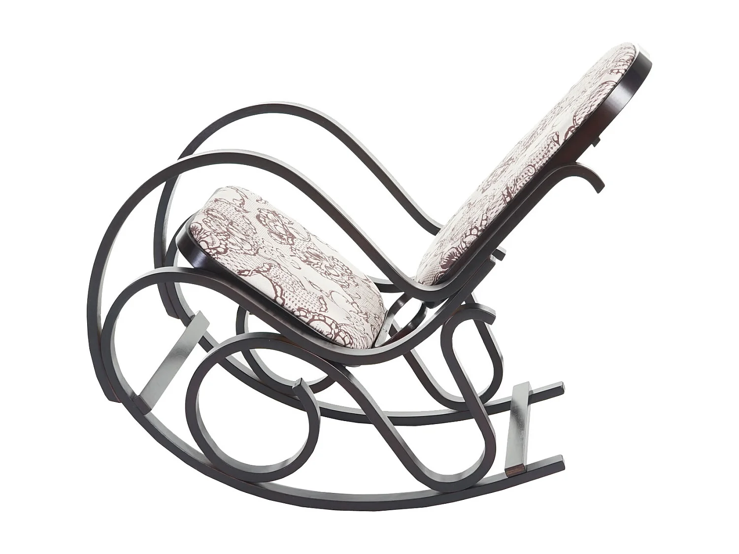 Schaukelstuhl Gallarate, Walnuss-Optik, Stoff/Textil Jacquard braun