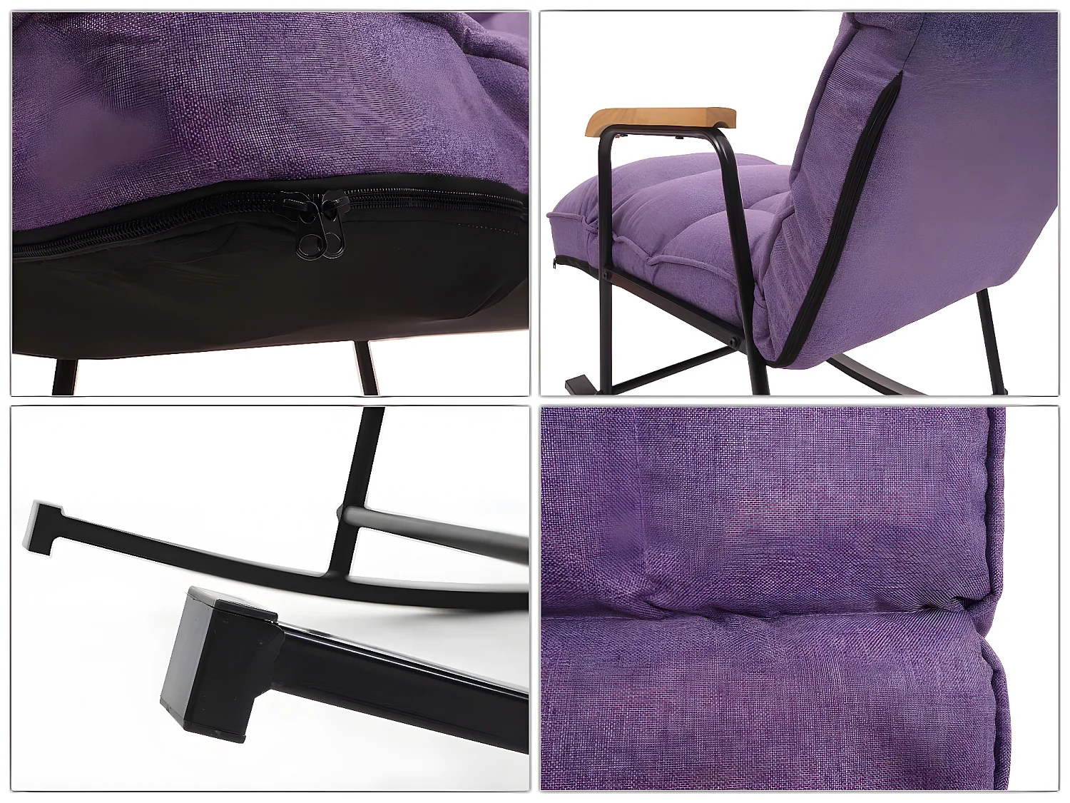 Fauteuil à bascule MCW-K40,  tissu/textile lilas mauve