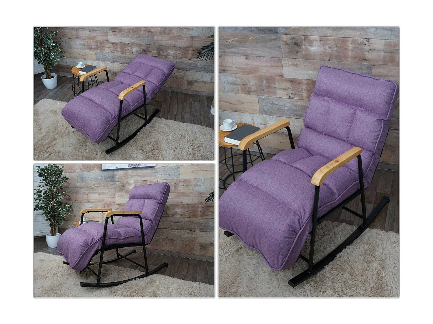 Fauteuil à bascule MCW-K40,  tissu/textile lilas mauve