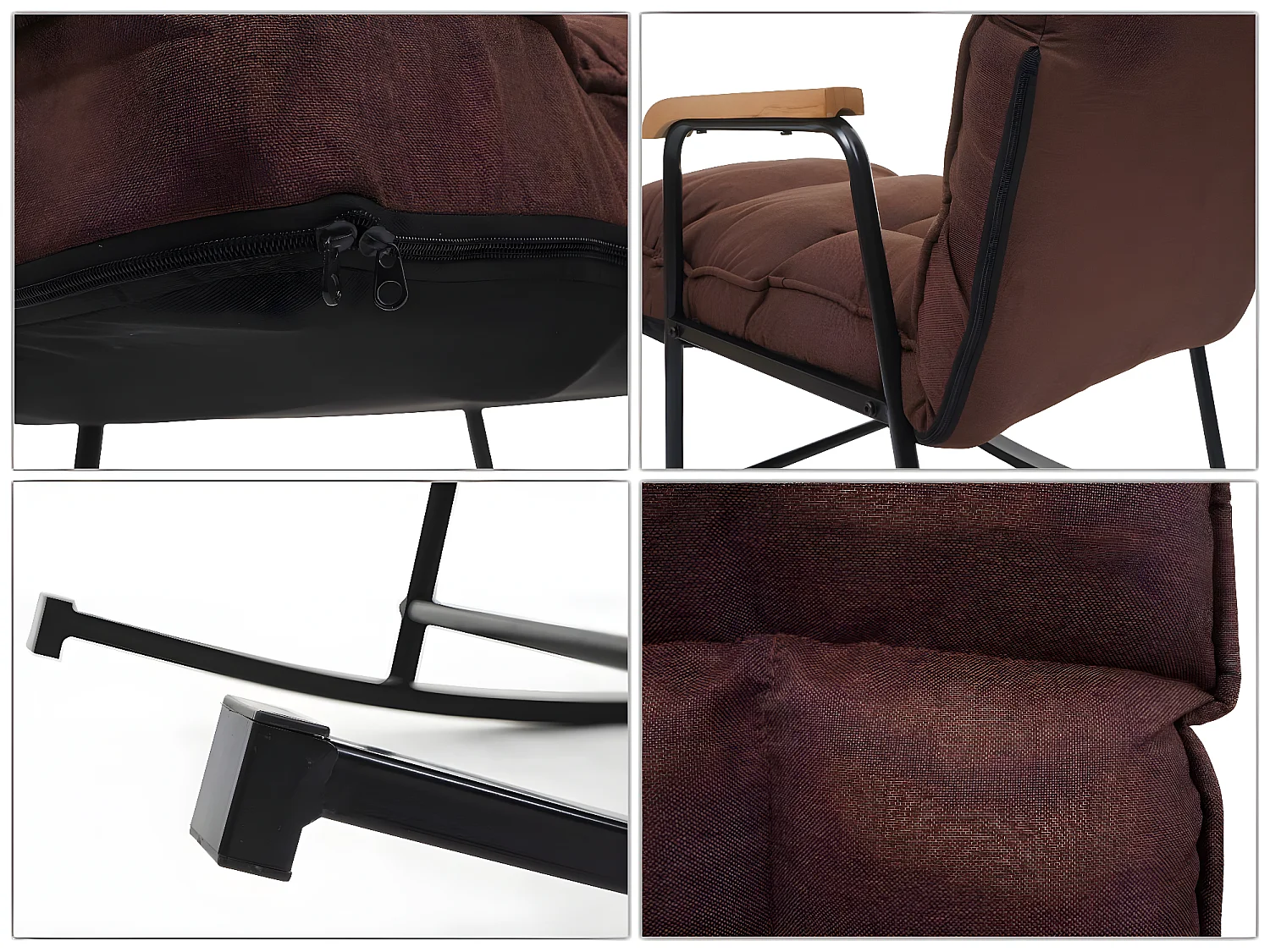 Schommelstoel MCW-K40,  stof/textiel donkerbruin