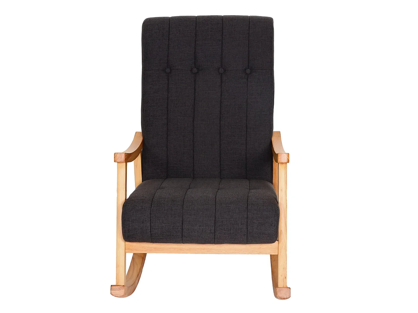 Fauteuil à bascule MCW-K10,  Tissu/Textile gris foncé, piétement marron