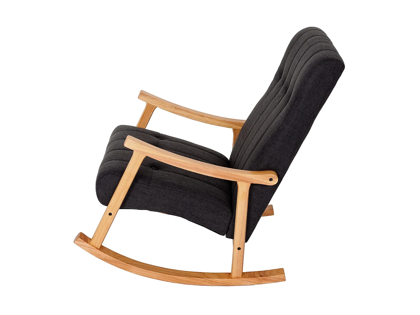 Fauteuil à bascule MCW-K10,  Tissu/Textile gris foncé, piétement marron