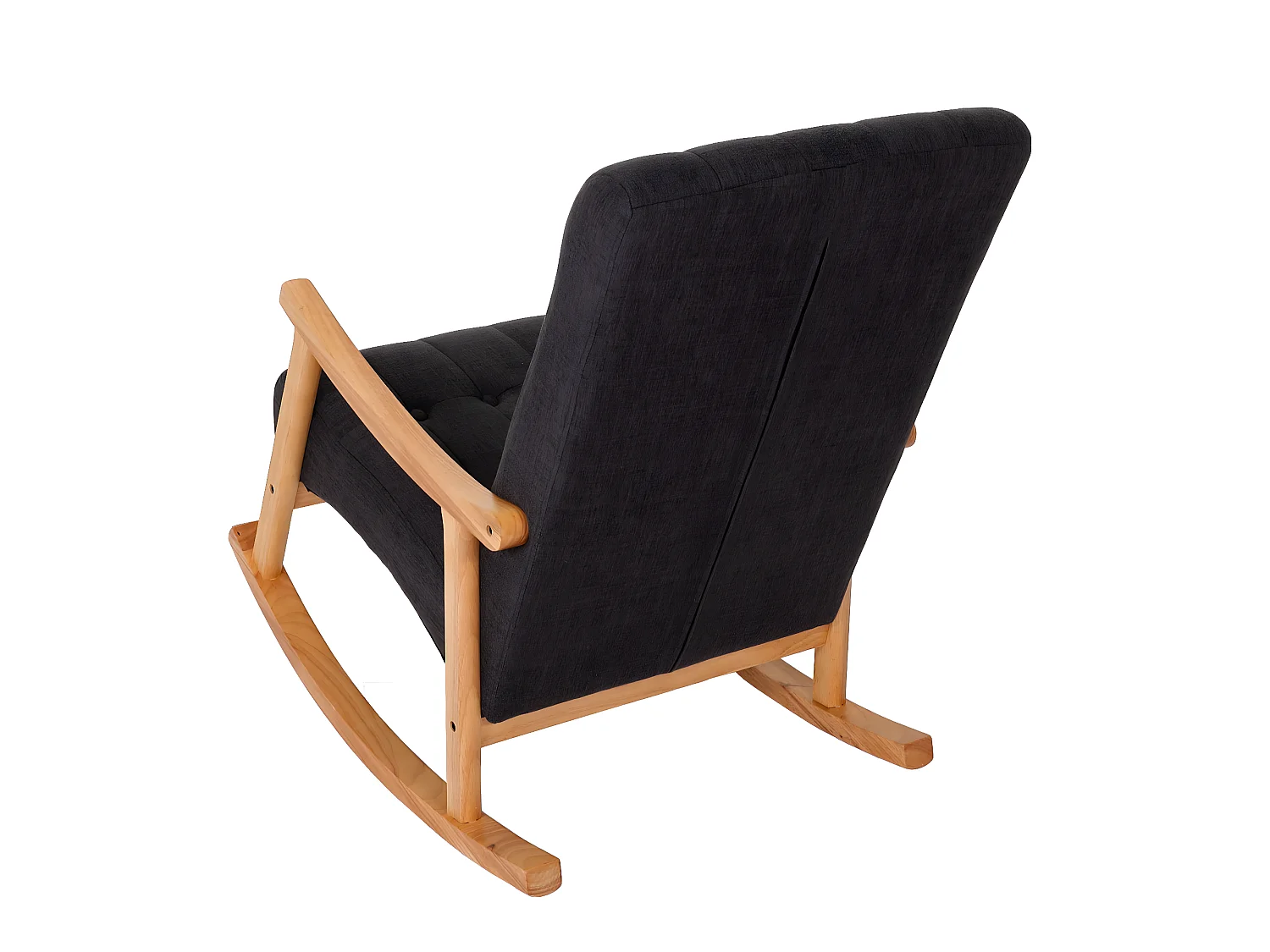 Fauteuil à bascule MCW-K10,  Tissu/Textile gris foncé, piétement marron