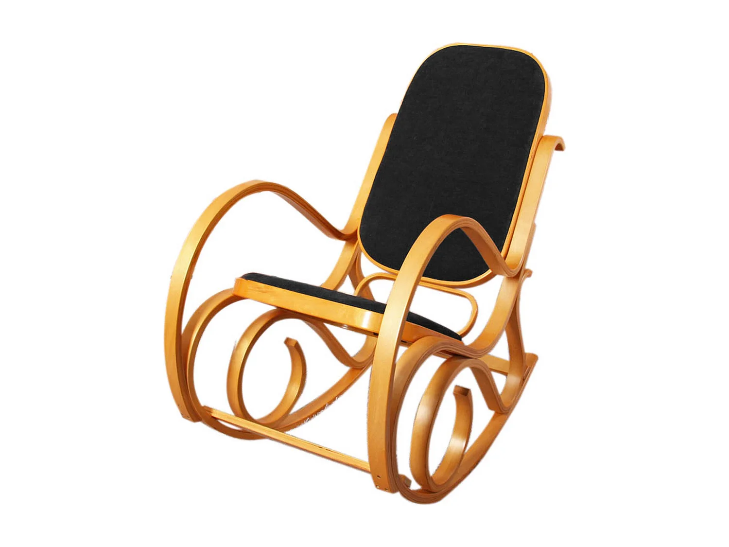 Fauteuil à bascule Gallarate,  imitation bois de chêne, assise en similicuir noir