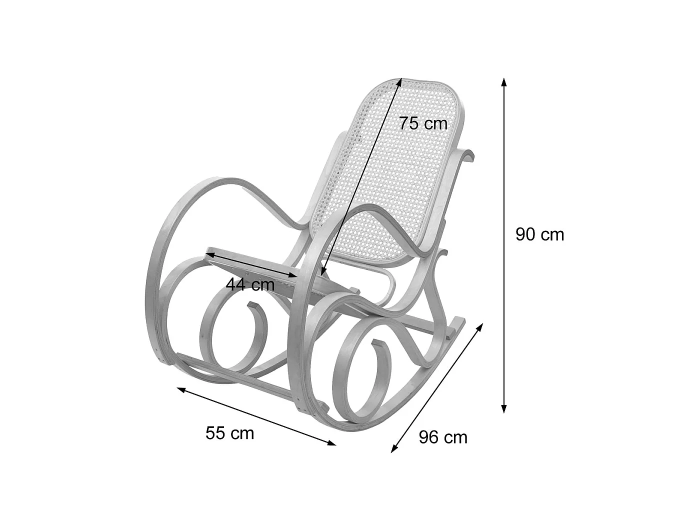 Schaukelstuhl Gallarate, Eiche-Optik, Kunstleder schwarz