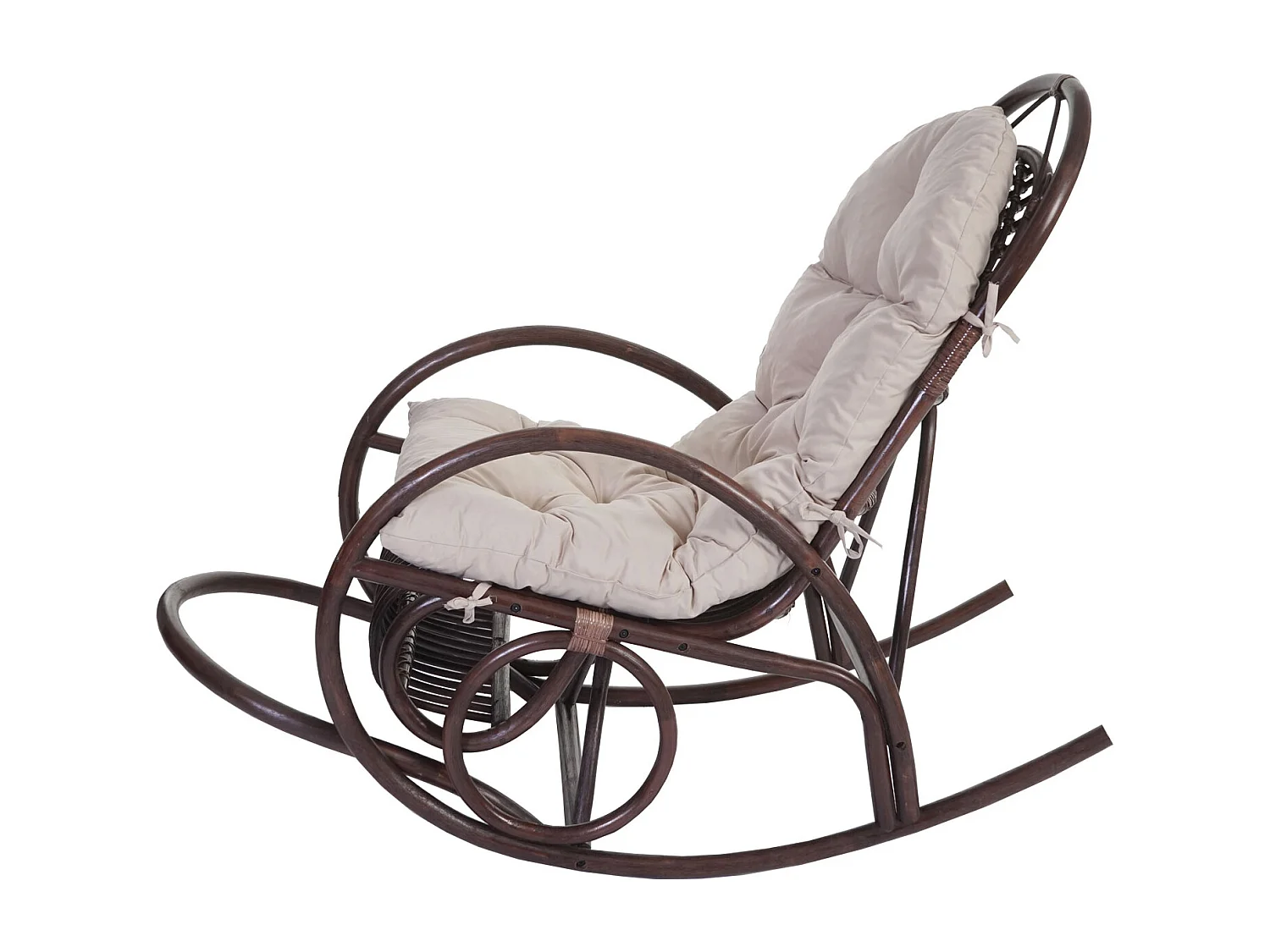 Schaukelstuhl MCW-C40 Rattan, Auflage creme