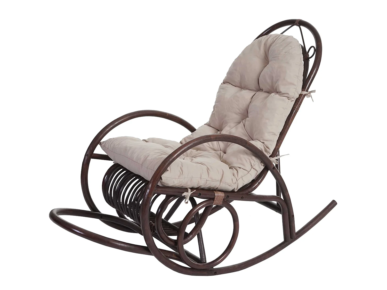 Schaukelstuhl MCW-C40 Rattan, Auflage creme