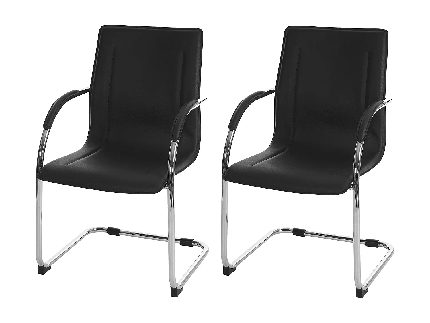 Set 2x sedie ufficio sala attesa studio a slitta Samara acciaio 56x56x93cm ~ nero