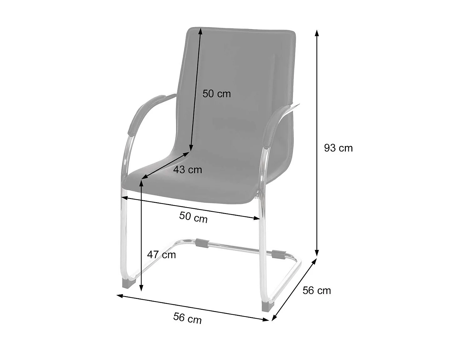 Set 2x sedie ufficio sala attesa studio a slitta Samara acciaio 56x56x93cm ~ nero