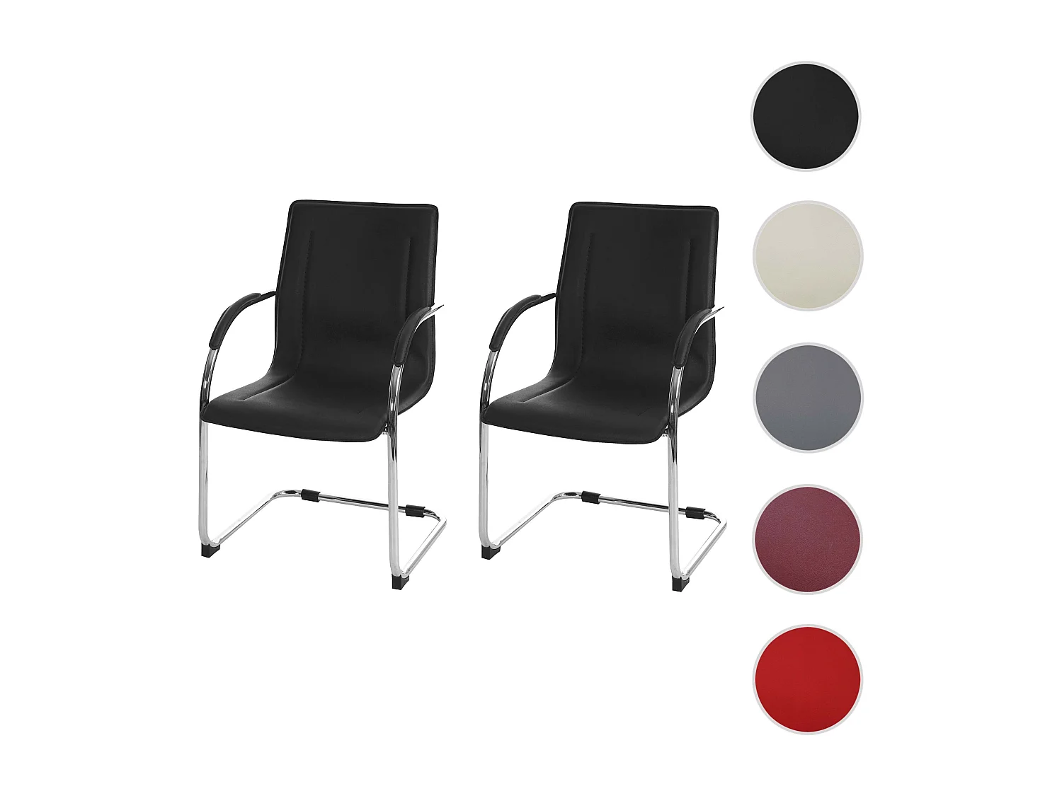 Set 2x sedie ufficio sala attesa studio a slitta Samara acciaio 56x56x93cm ~ nero