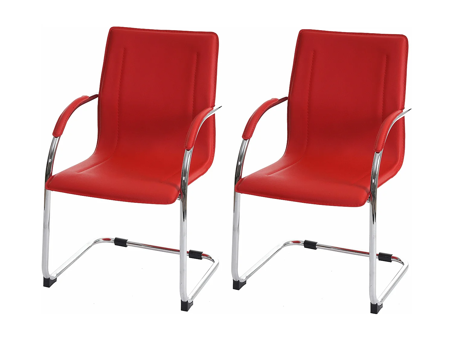 Set 2x sedie ufficio sala attesa studio a slitta Samara acciaio 56x56x93cm rosso