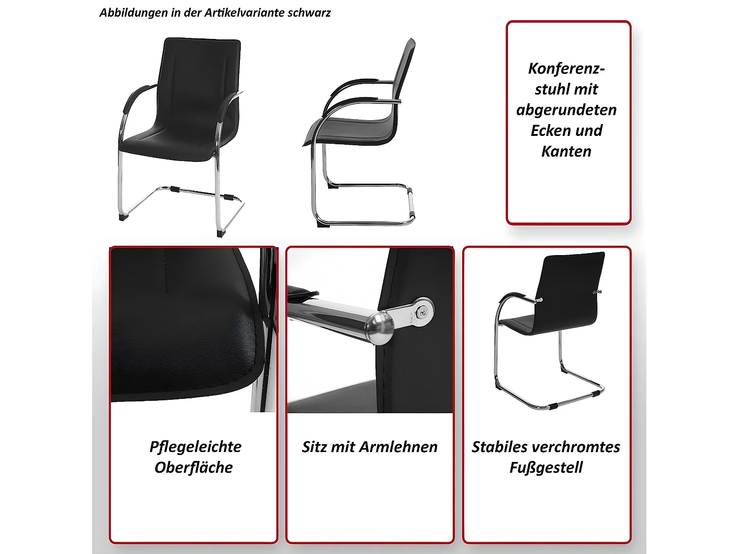 Siège de conférence Perm (lot de 2),  rouge