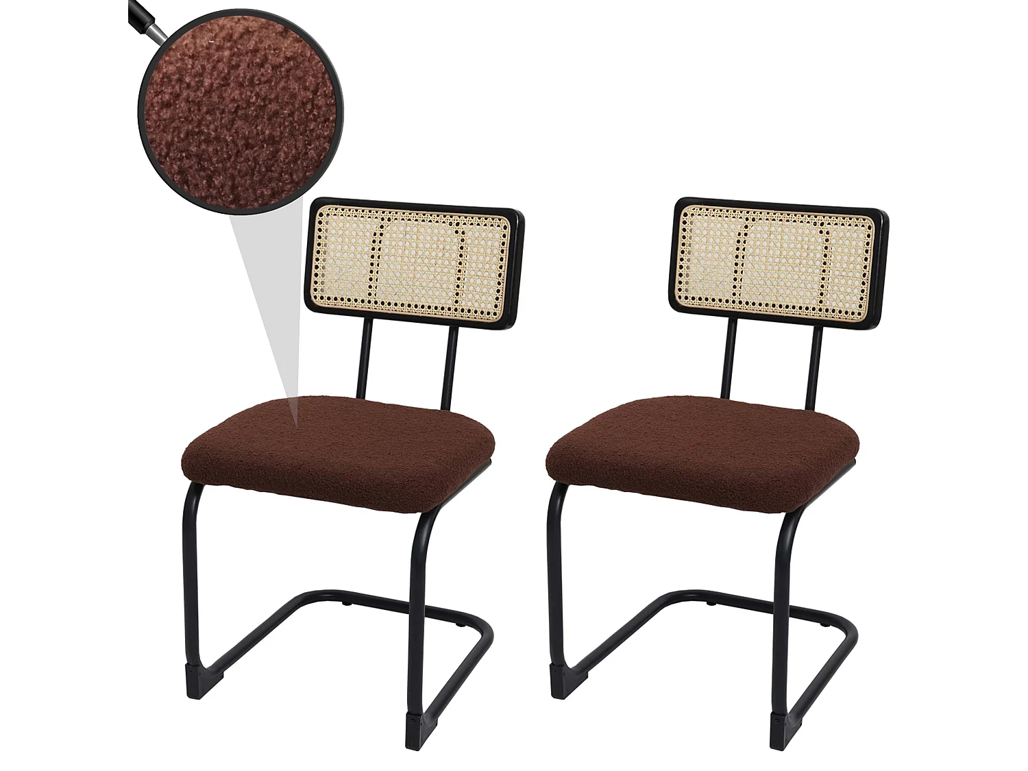 Cadeira cantilever MCW-K88 (conjunto de 2),  tecido/têxtil castanho