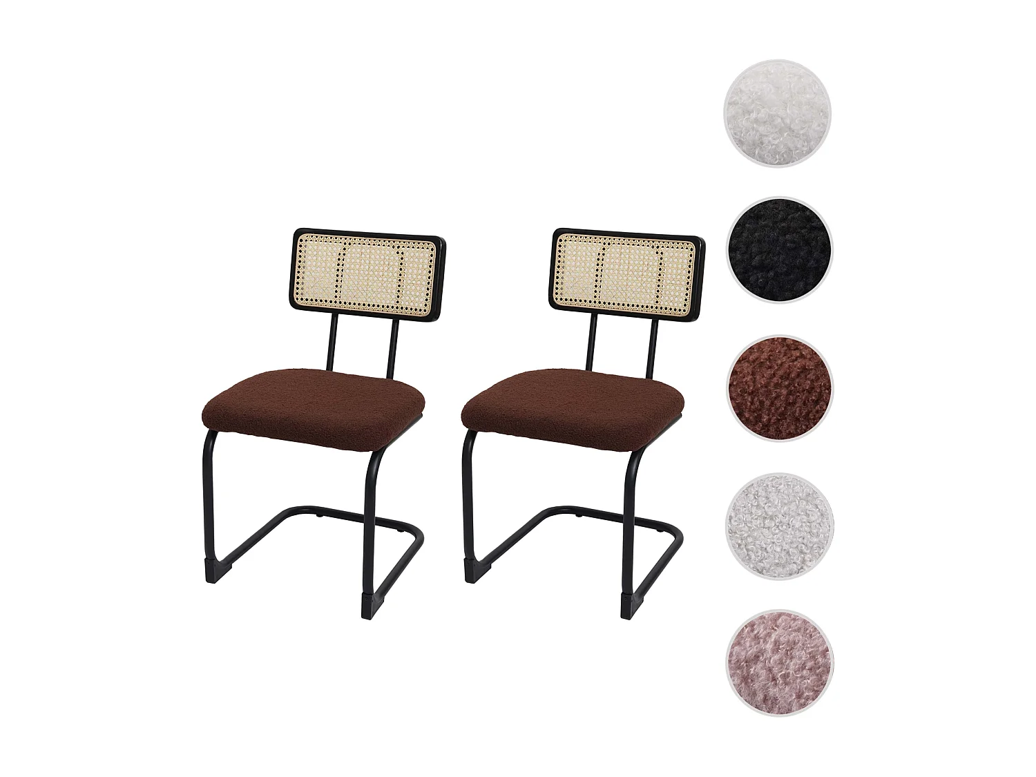 Cadeira cantilever MCW-K88 (conjunto de 2),  tecido/têxtil castanho