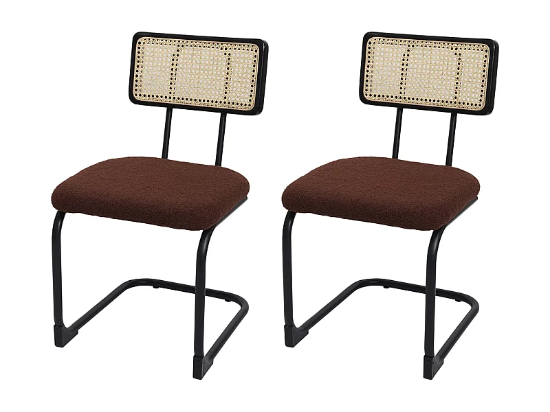 Chaise à piétement luge MCW-K88 (lot de 2),  tissu/textile brun