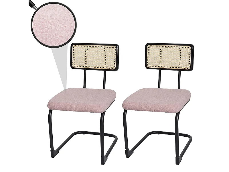 Chaise à piétement luge MCW-K88 (lot de 2),  tissu/textile rose