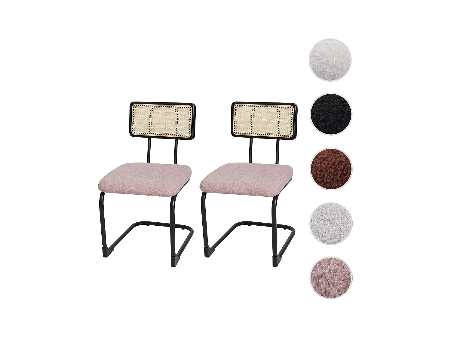 Chaise à piétement luge MCW-K88 (lot de 2),  tissu/textile rose