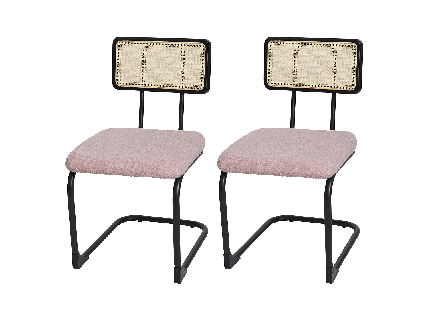 Chaise à piétement luge MCW-K88 (lot de 2),  tissu/textile rose