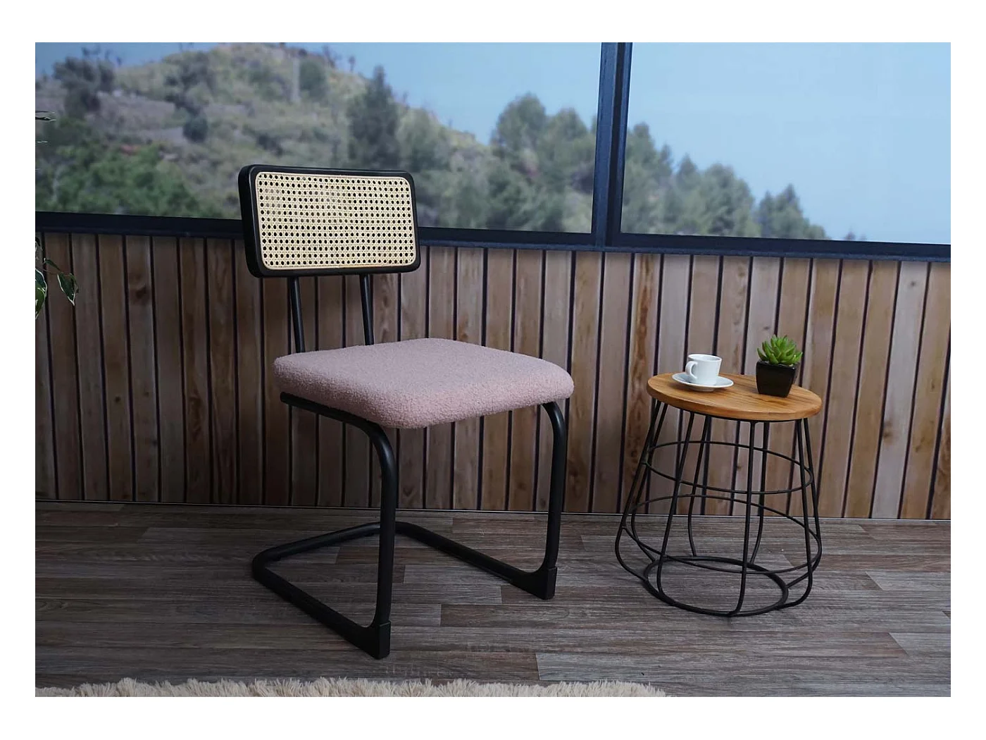 Chaise à piétement luge MCW-K88 (lot de 2),  tissu/textile rose