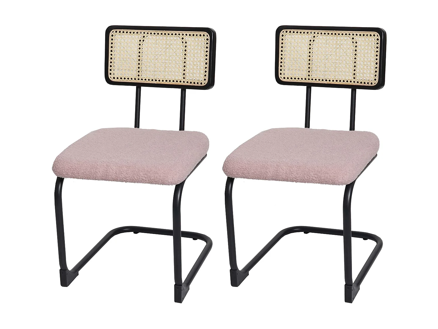 Chaise à piétement luge MCW-K88 (lot de 2),  tissu/textile rose