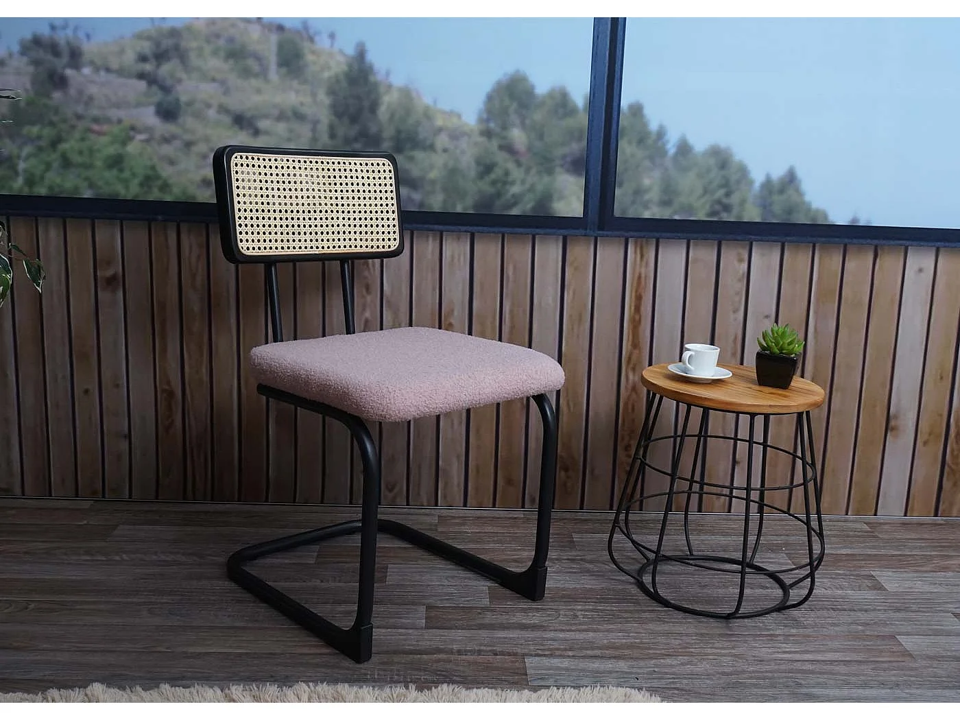 Chaise à piétement luge MCW-K88 (lot de 2),  tissu/textile rose