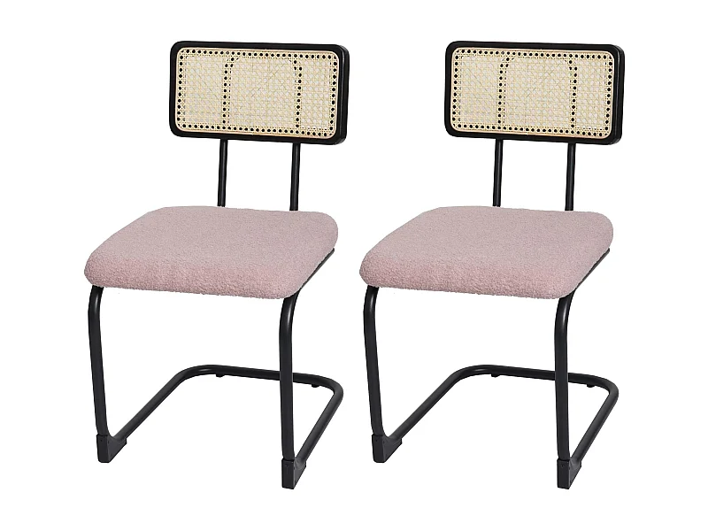 Chaise à piétement luge MCW-K88 (lot de 2),  tissu/textile rose