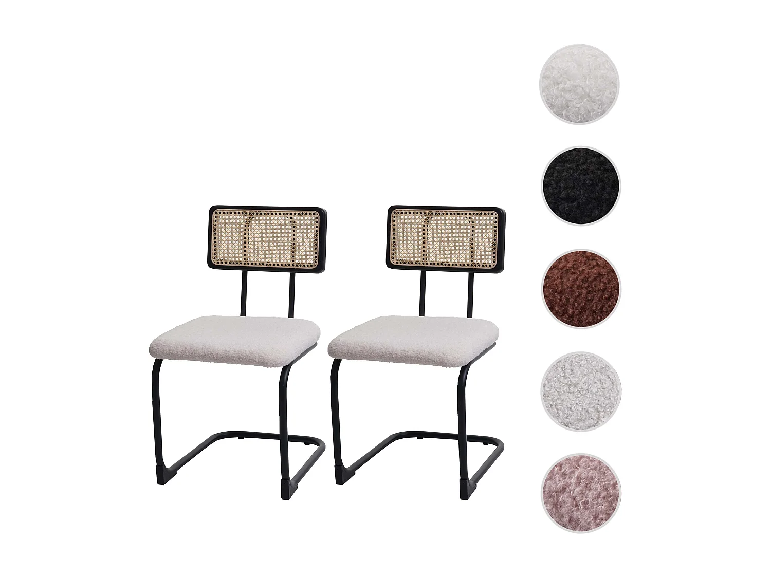 Cadeira cantilever MCW-K88 (conjunto de 2),  tecido/têxtil branco