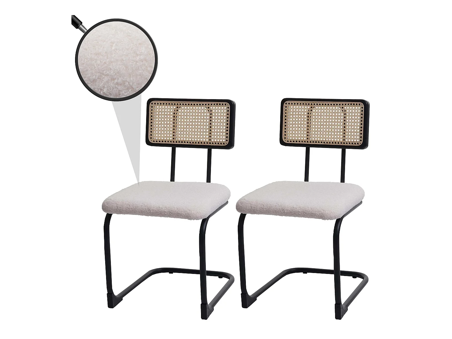 Chaise à piétement luge MCW-K88 (lot de 2),  tissu/textile blanc