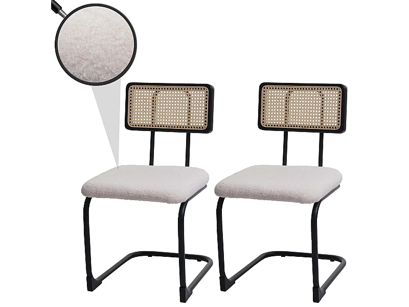 Freischwinger-Stuhl MCW-K88 (2er-Set), Stoff/Textil weiß