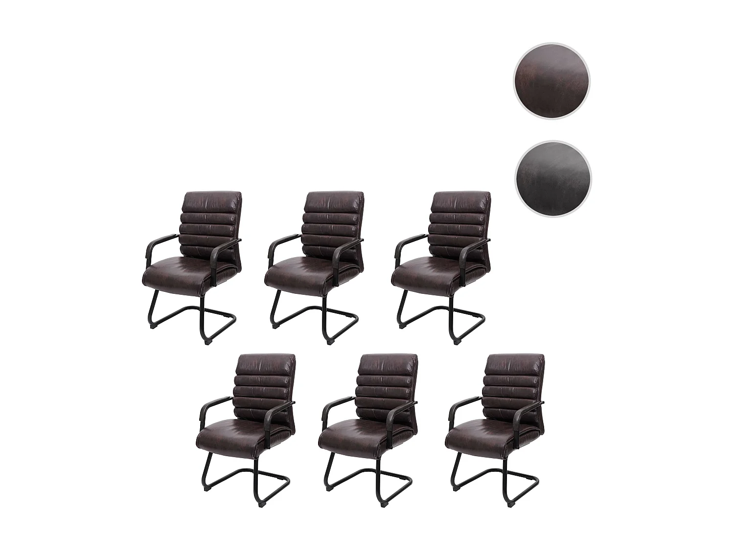 Conferentiestoel MCW-H31 (set van 6),  kunstleer bruin