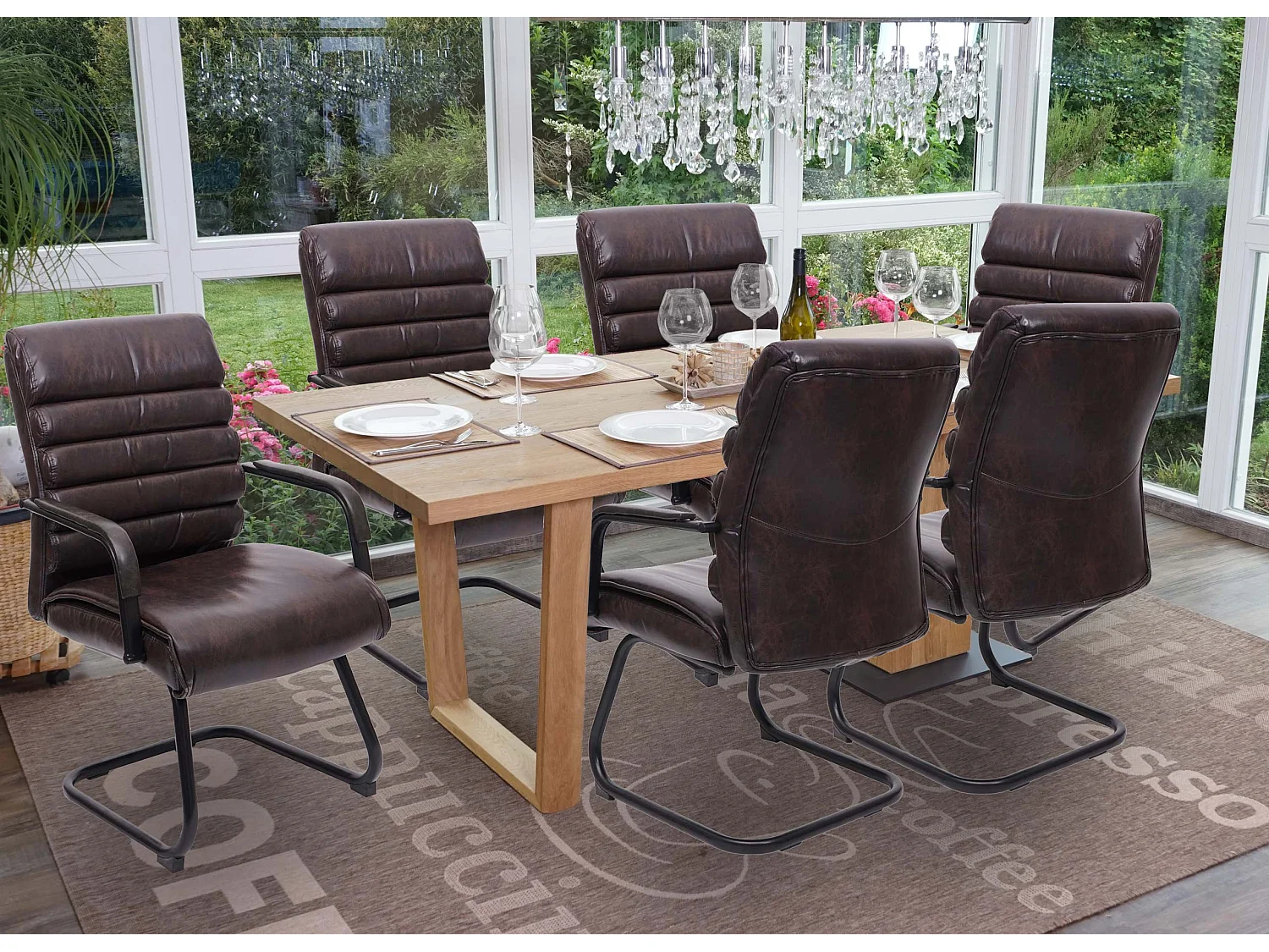 Conferentiestoel MCW-H31 (set van 6),  kunstleer bruin